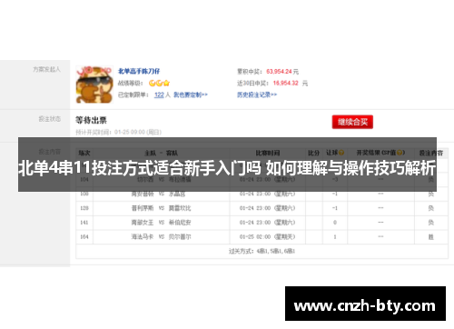 北单4串11投注方式适合新手入门吗 如何理解与操作技巧解析 北单4串11投注方式适合新手入门吗 如何理解与操作技巧解析