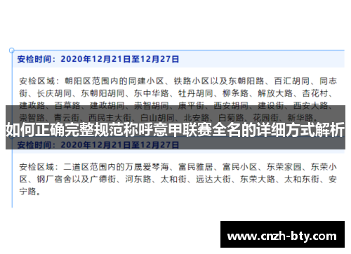 如何正确完整规范称呼意甲联赛全名的详细方式解析 如何正确完整规范称呼意甲联赛全名的详细方式解析